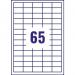 Avery Multipurpose Labels Laser Copier Inkjet 65 per Sheet 38.1x21.2mm White Ref 3666 [6500 Labels]