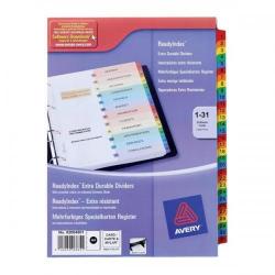 Cheap Stationery Supply of Avery ReadyIndex (A4) Dividers Card with Coloured Contents Sheet Matching Mylar Tabs 1-31 02004501 Office Statationery