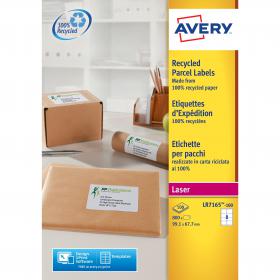 Avery Addressing Labels Laser Recycled 8 per Sheet 99.1x67.7mm White Ref LR7165-100 800 Labels 796196