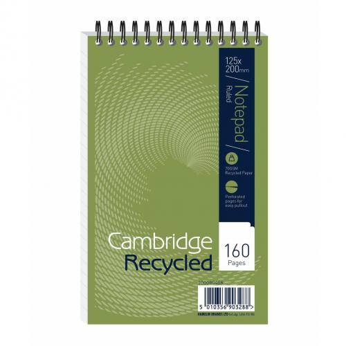 Cheap Stationery Supply of Cambridge Recycled Reporters Notebook 70gsm Ruled and Perforated 160pp 125x200mm 100080468 Pack of 10 802999 Office Statationery