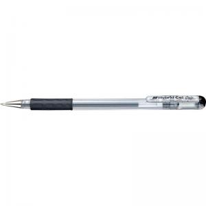 Pentel Hybrid Gel Grip Rollerball Pen 0.6mm Tip 0.3mm Line Black Ref