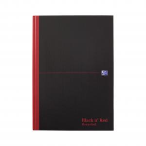 Black n Red Notebook Casebound 90gsm Ruled Recycled 192pp A4 Ref