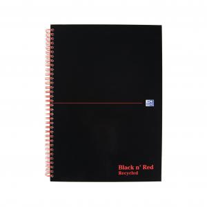 Black n Red Notebook Wirebound 90gsm Ruled Recycl Perforated 140pp A4