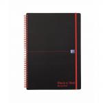 Black n Red Notebook Wirebound PP 90gsm Ruled Recycled and Perforated 140pp A4 Ref 100080167 [Pack 5] 828084