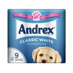 Andrex Toilet Rolls Classic Clean 2-Ply 124x103mm 200 Sheets White Ref 1102055 [Pack 9] 830550