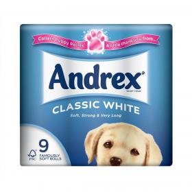 Andrex Toilet Rolls Classic Clean 2-Ply 124x103mm 200 Sheets White Ref 1102055 Pack of 9 830550