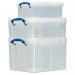 Really Useful Storage Box Plastic Lightweight Robust Stackable 9 Litre W255xD395xH155mm Clear Ref 9C 830941