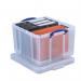 Really Useful Storage Box Plastic Lightweight Robust Stackable 42 Litre W440xD520xH310mm Clear Ref 42C 830976