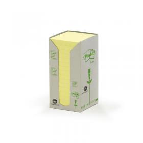 Post-it Note Recycled Tower Pack 76x76mm Pastel Yellow Ref 654-1T Pack of 16 839132