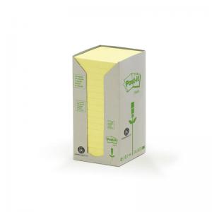 Post-it Note Recycled Tower Pack 76x76mm Pastel Yellow Ref 654-1T Pack