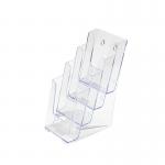 Literature Display Holder Multi Tier for Wall or Desktop 4 x 1/3xA4 Pockets Clear 841110