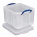 Really Useful Storage Box Plastic Lightweight Robust Stackable 35 Litre W390xD480xH310mm Clear Ref 35C 843776