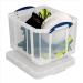 Really Useful Storage Box Plastic Lightweight Robust Stackable 35 Litre W390xD480xH310mm Clear Ref 35C 843776