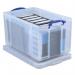 Really Useful Storage Box Plastic Lightweight Robust Stackable 64 Litre W440xD710xH310mm Clear Ref 64CCB 843784