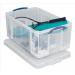 Really Useful Storage Box Plastic Lightweight Robust Stackable 64 Litre W440xD710xH310mm Clear Ref 64CCB 843784