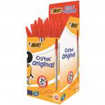 Bic Cristal Ball Pen Clear Barrel 1.0mm Tip 0.32mm Line Red Ref 8373612 [Pack 50] 844136