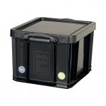 Really Useful Storage Box Plastic Recycled Robust Stackable 35 Litre W390xD480xH310mm Black Ref 35L 846580