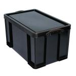 Really Useful Storage Box Plastic Recycled Robust Stackable 84 Litre W444xD710xH380mm Black Ref 84L 846629