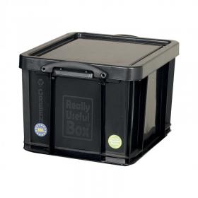 Really Useful Storage Box Plastic Recycled Robust Stackable 35 Litre W390xD480xH310mm Black Ref 35BK 858013