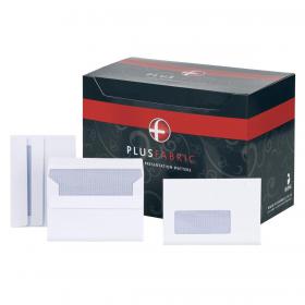 Plus Fabric Envelopes PEFC Wallet Self Seal Window 120gsm C6 114x162mm White Ref F22670 Pack of 500 863866
