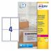 Avery Parcel Labels Laser 4 per Sheet Weatherproof 99.1x139mm White Ref L7994-25 [100 Labels] 863939