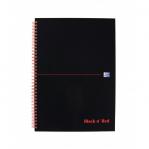 Black n Red Notebook Wirebound 90gsm 5mm Square Perforated 140pp A4 Glossy Black Ref 100080201 [Pack 5] 864293