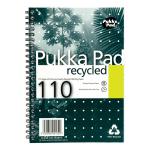 Pukka Pad Recycled Notebook Wirebound 80gsm Ruled Perforated 110pp A5 Green Ref RCA5/110 [Pack 3] 864714
