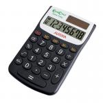 Aurora EcoCalc Handheld Calculator 8 Digit 4 Key Memory Solar Power Recycled 62x9x102mm Black Ref EC101 867500