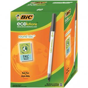 Bic Ecolutions Stic Ball Pen Recycled Slim 1.0mm Tip 0.32mm Line Black