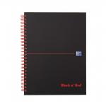 Black n Red Notebook Wirebound 90gsm Ruled Margin Perforated 140pp A5+ Matt Black Ref 100080192 [Pack 5] 878308