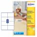 Avery Multipurpose Labels Removable Laser 8 per Sheet 96x63.5mm White Ref L4745REV-25 [200 Labels] 879150