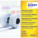 Avery Labels for Labelling Gun 1-Line Permanent White 12x26mm 1500 Per Roll Ref PLP1226 [Pack 10] 879398