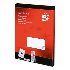 5 Star Office Multipurpose Labels Laser Copier Inkjet 65 per Sheet 38.1x21.2mm White 6500 Labels
