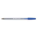 5 Star Office Ball Pen Clear Barrel Medium 1.0mm Tip 0.4mm Line Blue [Pack 50] 901791
