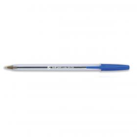 5 Star Office Ball Pen Clear Barrel Medium 1.0mm Tip 0.4mm Line Blue Pack of 50 901791