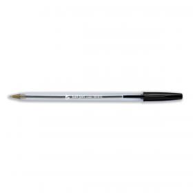 5 Star Office Ball Pen Clear Barrel Medium 1.0mm Tip 0.4mm Line Black Pack of 50 901813