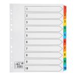 5 Star Office Maxi Index 1-10 Multipunched Mylar-reinforced Multicolour-Tabs 160gsm Extra Wide A4+ White 907026