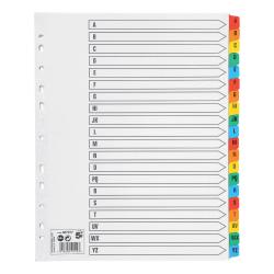 Cheap Stationery Supply of 5 Star Office Maxi Index A-Z Multipunched Mylar-reinforced Multicolour-Tabs 150gsm Extra Wide A4+ White Office Statationery