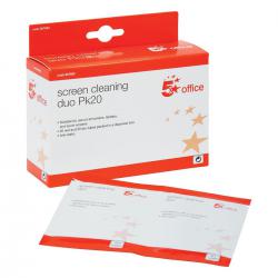 Cheap Stationery Supply of 5 Star Office Screen Cleaning Duo Sachets of Wet and Dry Wipes Pack of 20x2 907883 Office Statationery