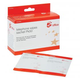 5 Star Office Cleaning Wipe Sachets for Telephone Bactericidal [Pack 50] 907921