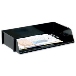 Cheap Stationery Supply of 5 Star Office Letter Tray Wide Entry High-impact Polystyrene Stackable Black 908064 Office Statationery