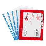 5 Star Office Punched Pocket Polypropylene Embossed Blue Strip Top-opening 60 Micron A4 Clear [Pack 100] 908358