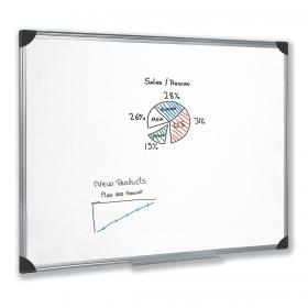 5 Star Office Whiteboard Drywipe Magnetic with Pen Tray and Aluminium Trim W1200xH900mm 908441