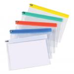 5 Star Office Zip Filing Bags Clear Front with Coloured Seal A5 Assorted [Pack 30] 908706