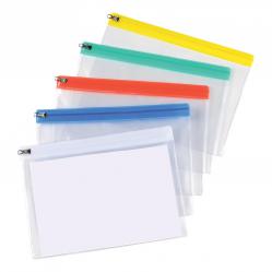 Cheap Stationery Supply of 5 Star Office Zip Filing Bags Clear Front with Coloured Seal A5 Assorted Pack of 30 908706 Office Statationery