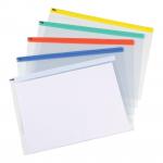 5 Star Office Zip Filing Bags Clear Front with Coloured Seal A3 Assorted [Pack 5] 908714