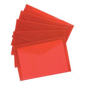 5 Star Office Envelope Stud Wallet Polypropylene A4 Translucent Red Pack of 5 908781