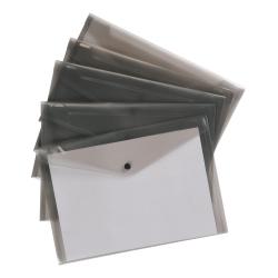 Cheap Stationery Supply of 5 Star Office Envelope Stud Wallet Polypropylene A4 Translucent Smoke Pack of 5 908803 Office Statationery