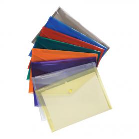 5 Star Office Envelope Stud Wallet Polypropylene A4 Translucent Assorted Pack of 25 908811