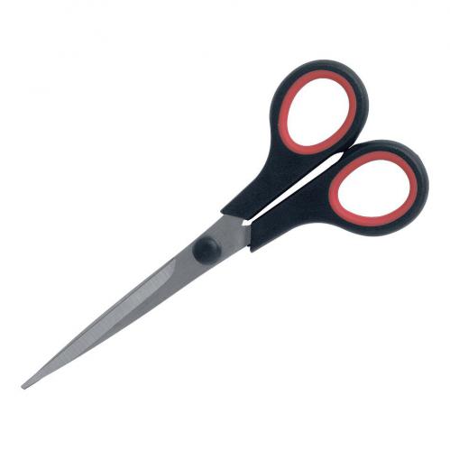 Cheap Stationery Supply of 5 Star Office Scissors 155mm Rubber Handles Stainless Steel Blades Black/Red 909280 Office Statationery